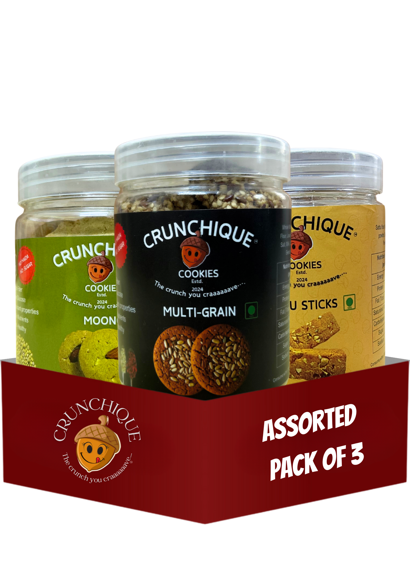 Multigrain + Moong + Sattu stick cookies